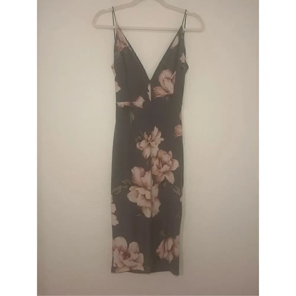 Grey Floral Open Back Dress
